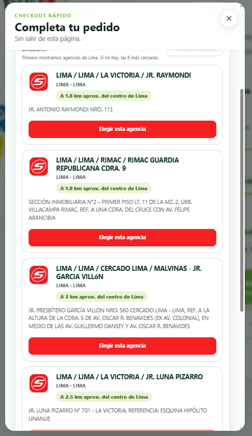 Agencias cercanas